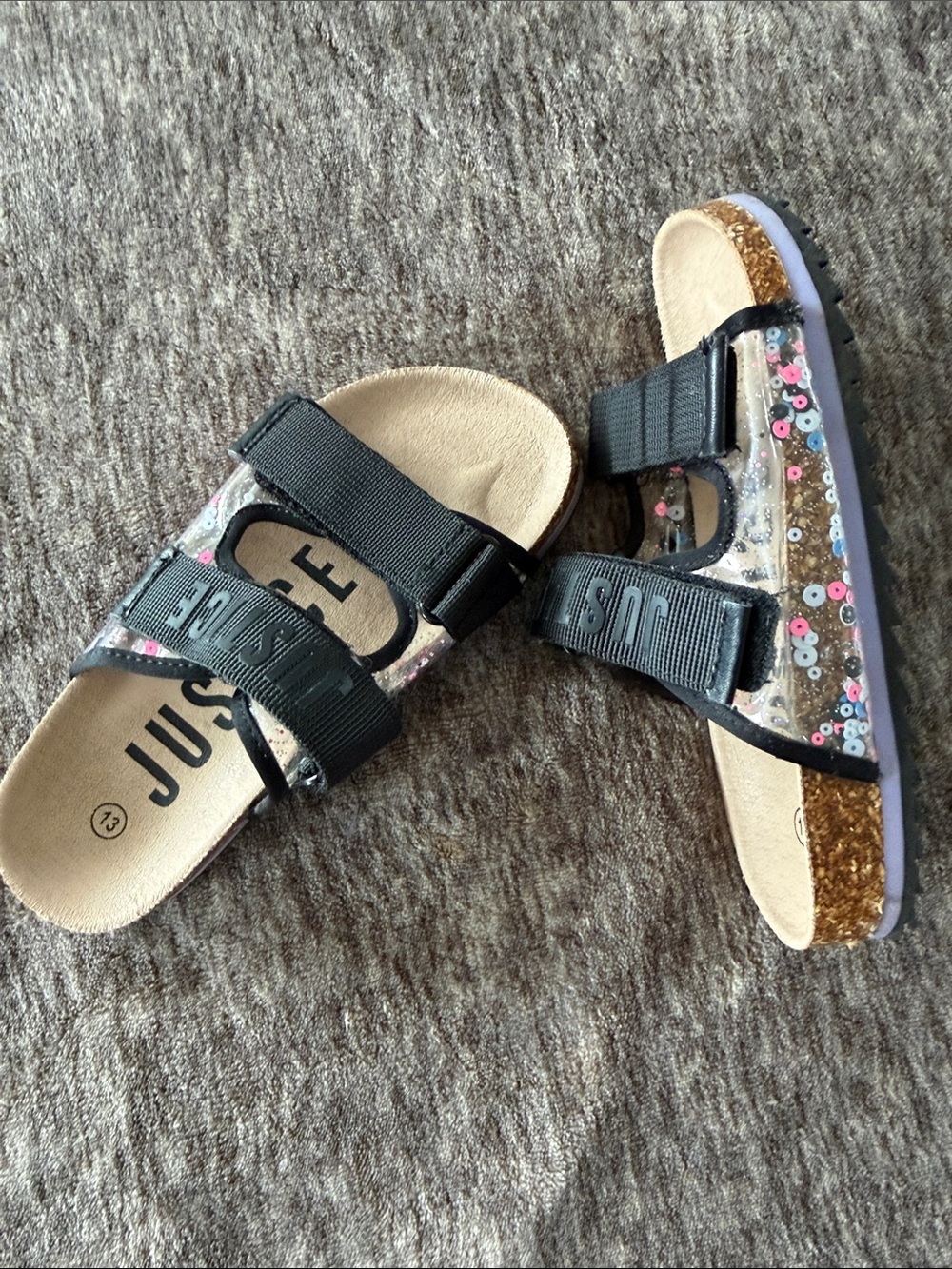 Justice Sequin Sprinkle Strap Slide Sandals